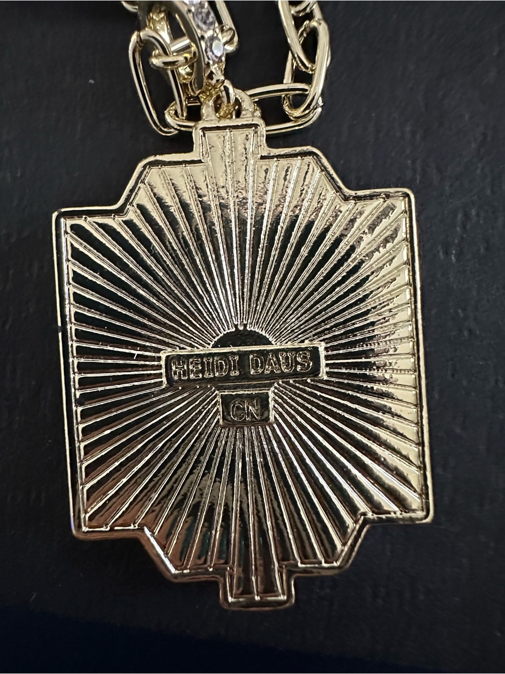 Heidi DAUS Gold-Tone Crystal and Mother of Pearl 'V' Initial Pendant Necklace - Picture 5 of 6